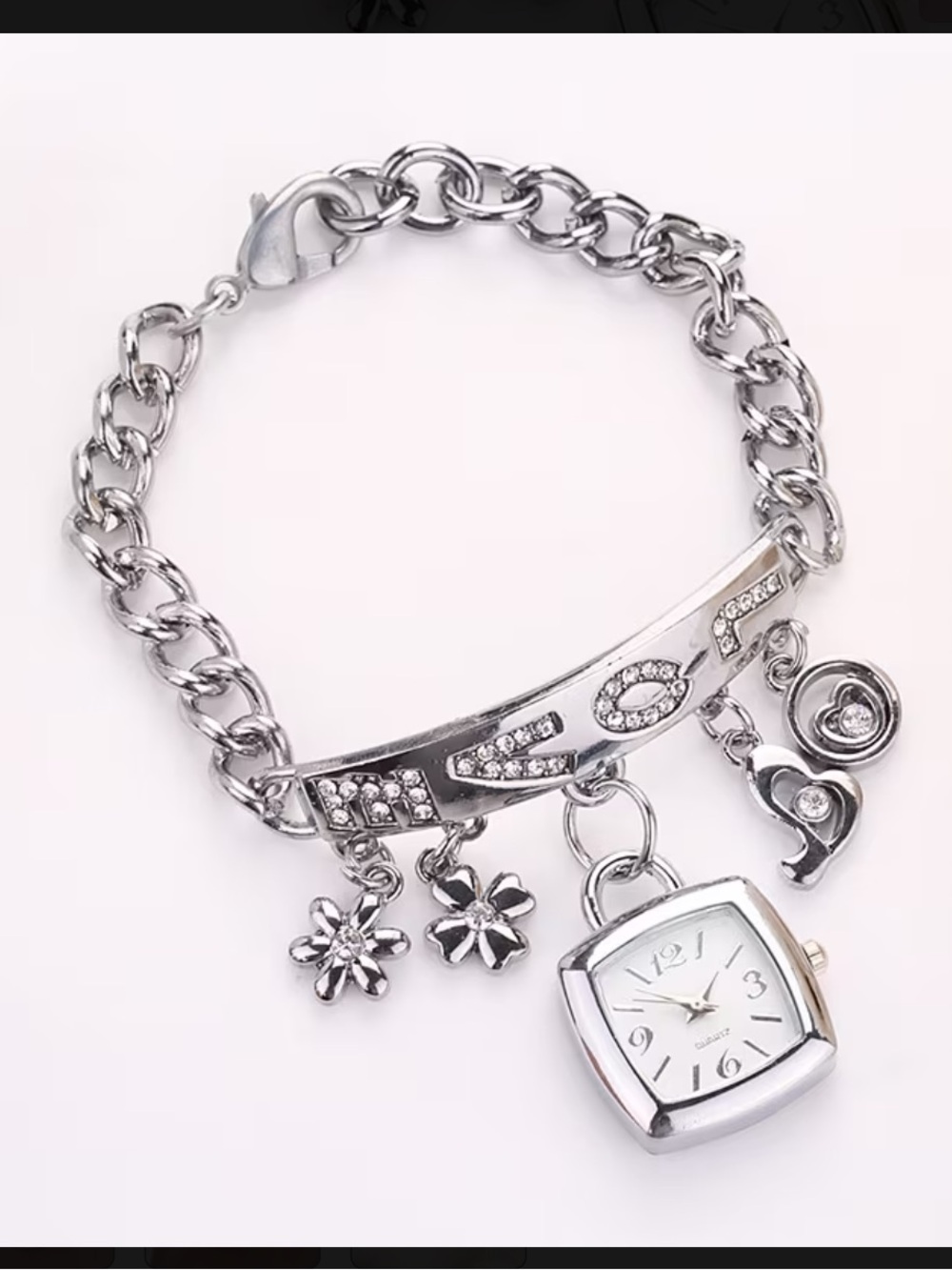 Silver Charm Bracelet Watch - Women's Silver Tone Charm Bracelet